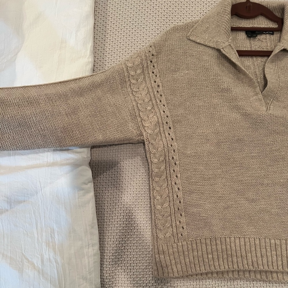 360 Cashmere Wool Blend Collared Sweater
